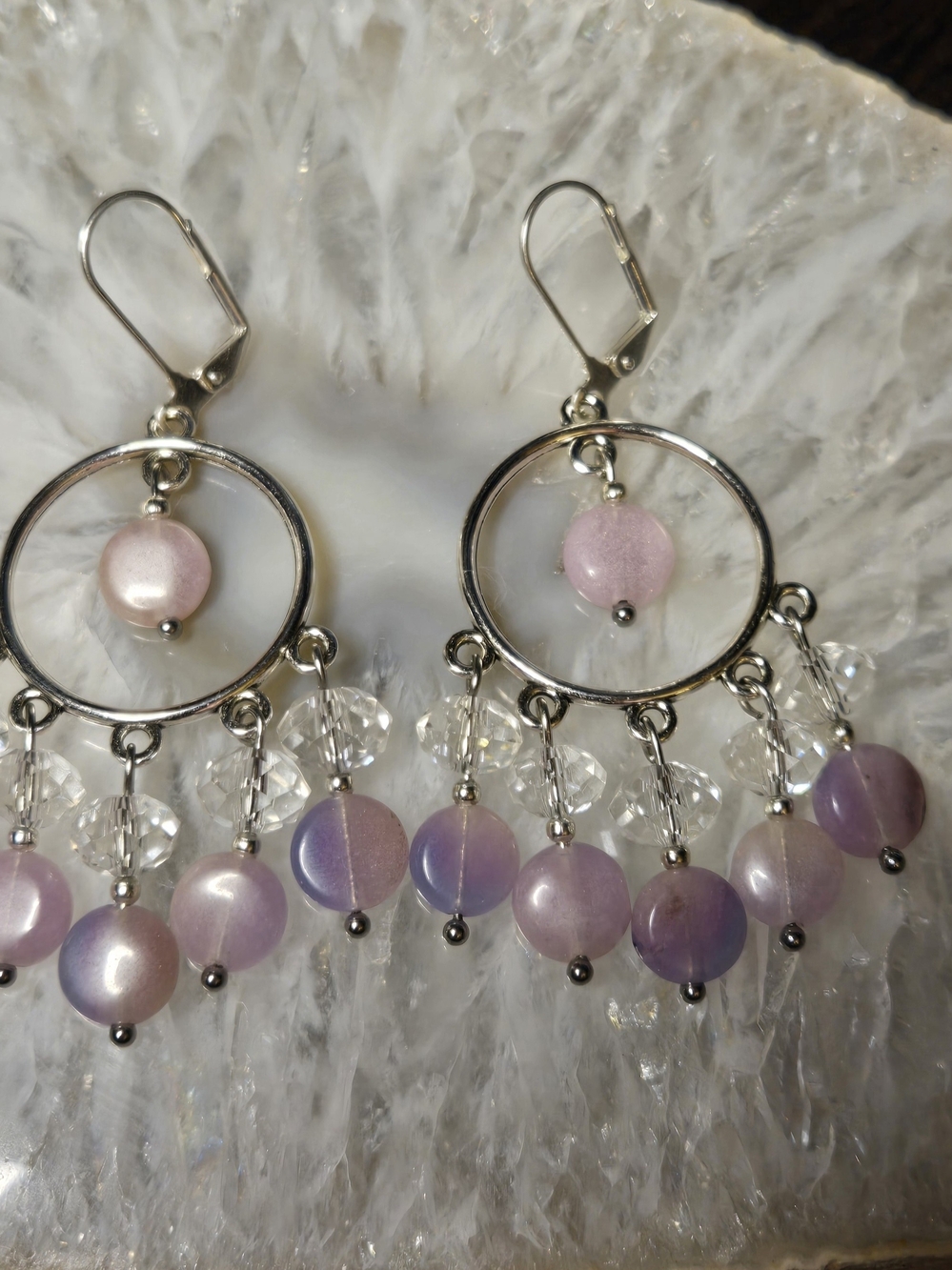 Kunzite And Crystal Earrings